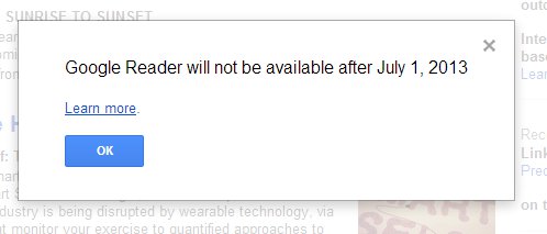 Google's ending of Google Reader announcement.