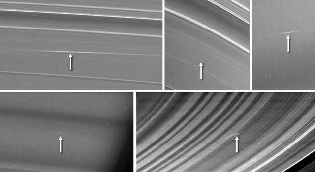 Saturn's rings, struck by rocks.