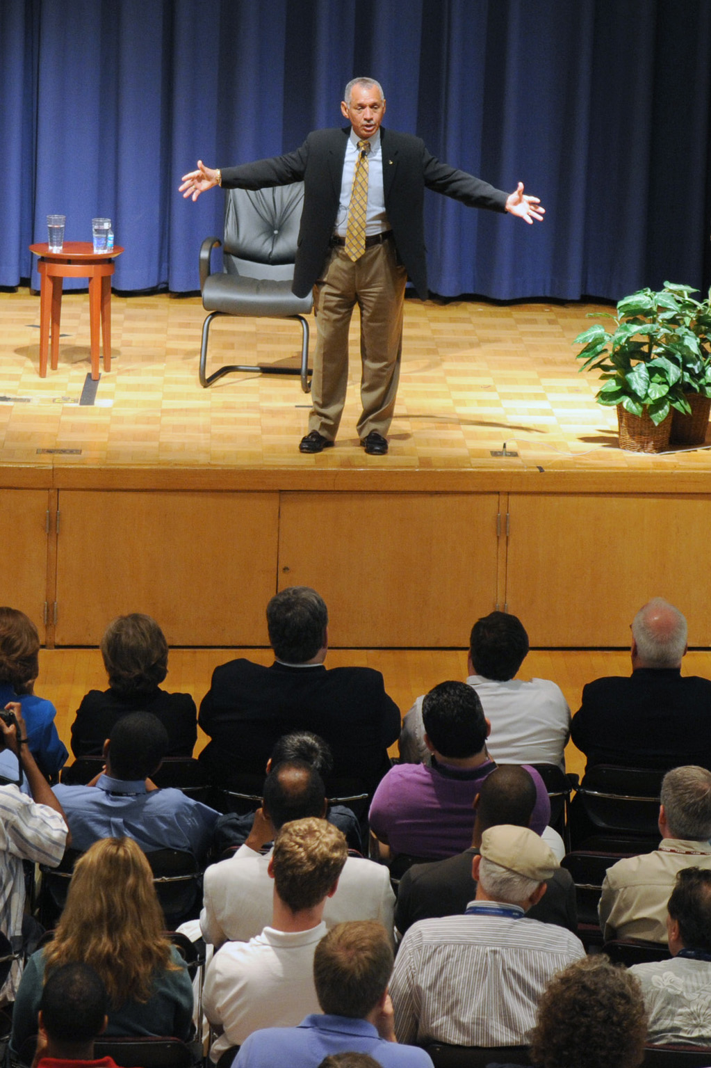 NASA Administrator Charles F. Bolden Jr. addresses the Goddard Space FLight Center on July 29, 2009.