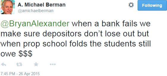 Michael Berman tweet on Corinthian end