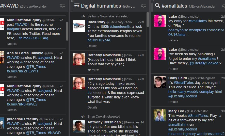 Part of my Tweetdeck view