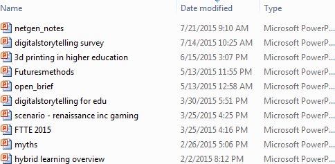 A PowerPoint presentation directory