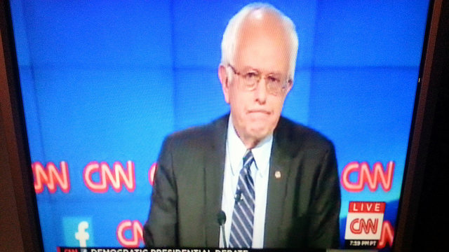 Bernie Sanders on CNN, photo by saskboy