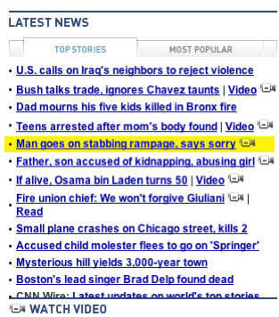 more CNN headlines of fear, this time from 2007