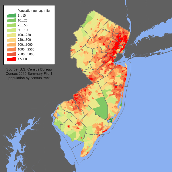 New Jersey Population map.