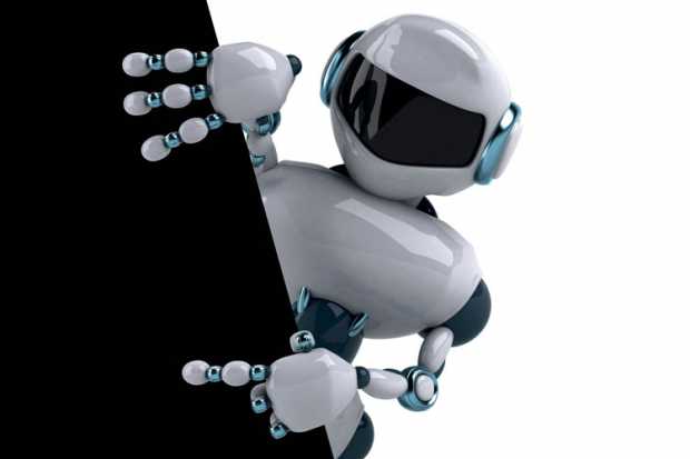 A robot peeking around a corner; Times of London graphic