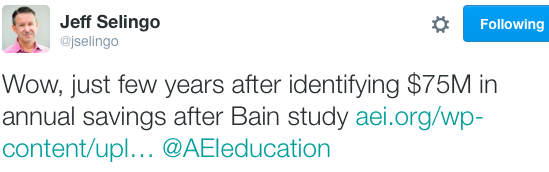 Jeff Selingo tweet on Berkeley and Bain
