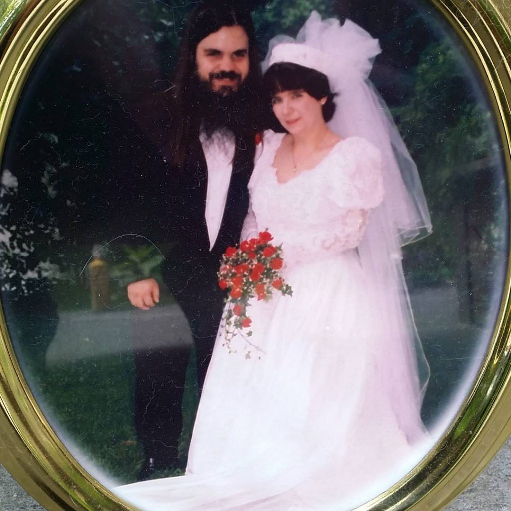 Bryan and Ceredwyn wedding photo in frame