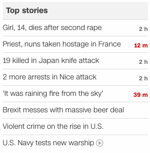CNN headlines 2016 July 26