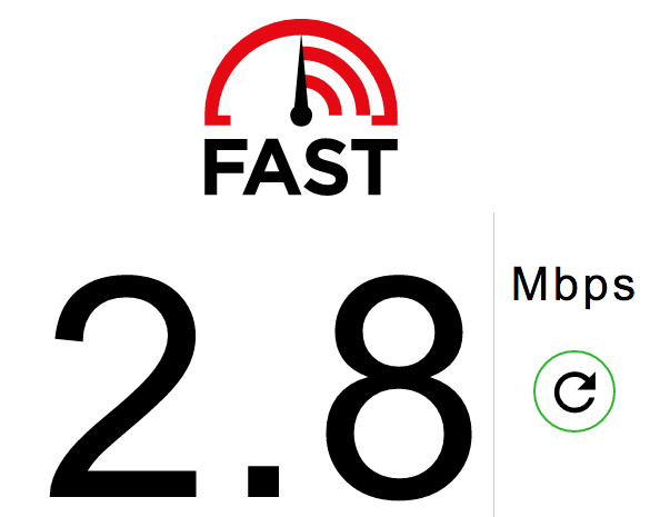 connection speed via Fast.com