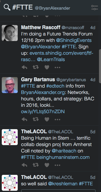 #FTTE sample on Tweetdeck