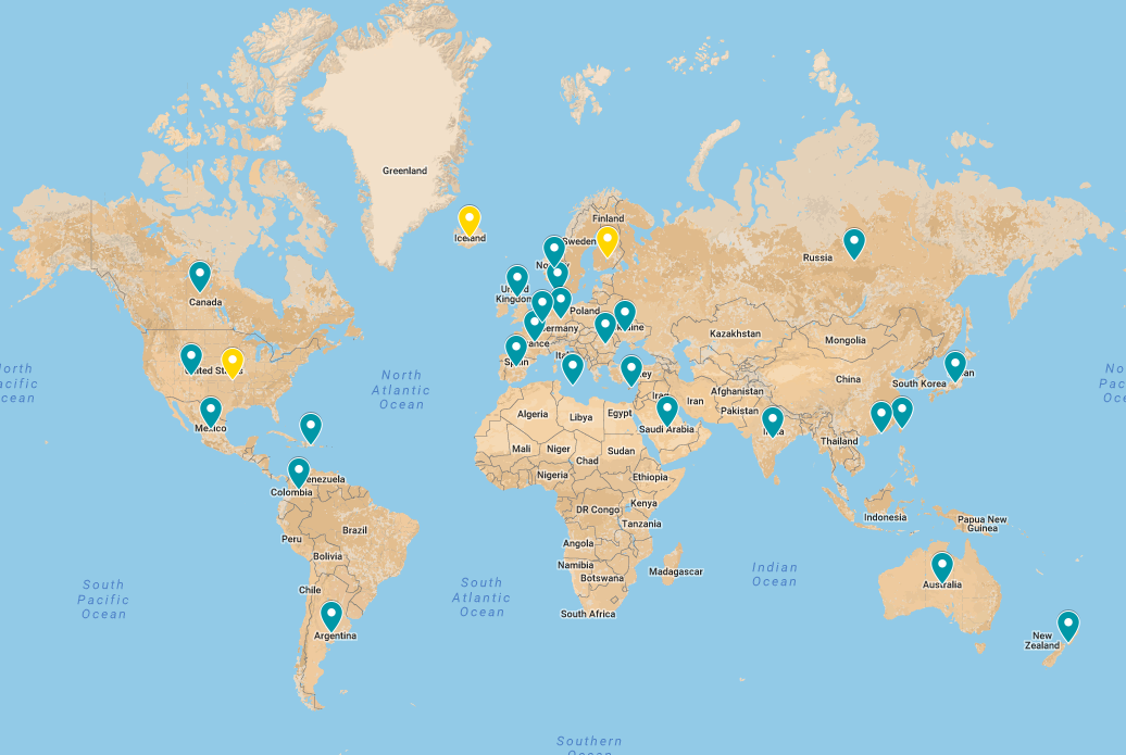 Future Trends Forum around the world. Some locations approximate. Not weighed by numbers.