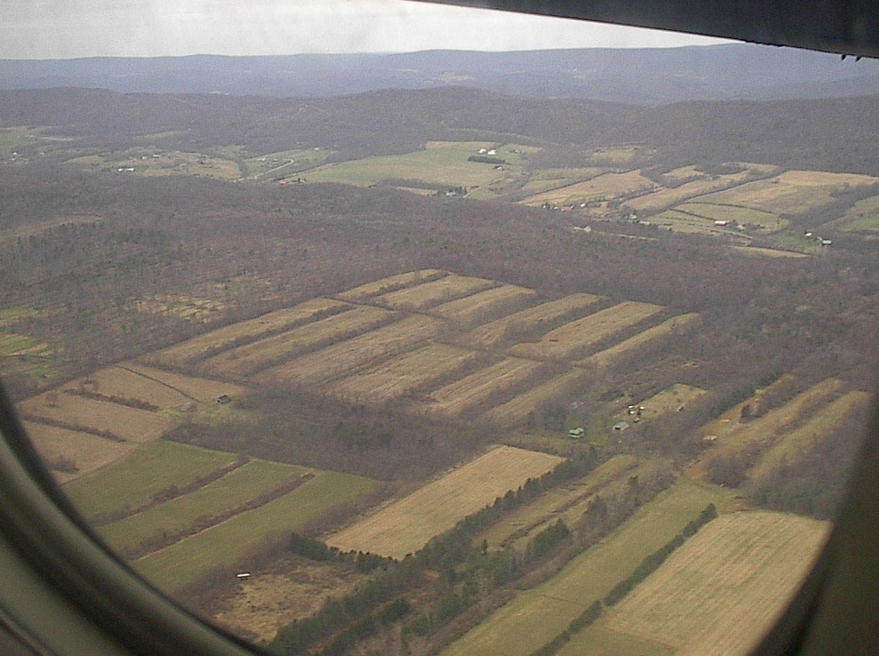 Looking down at State College from the air