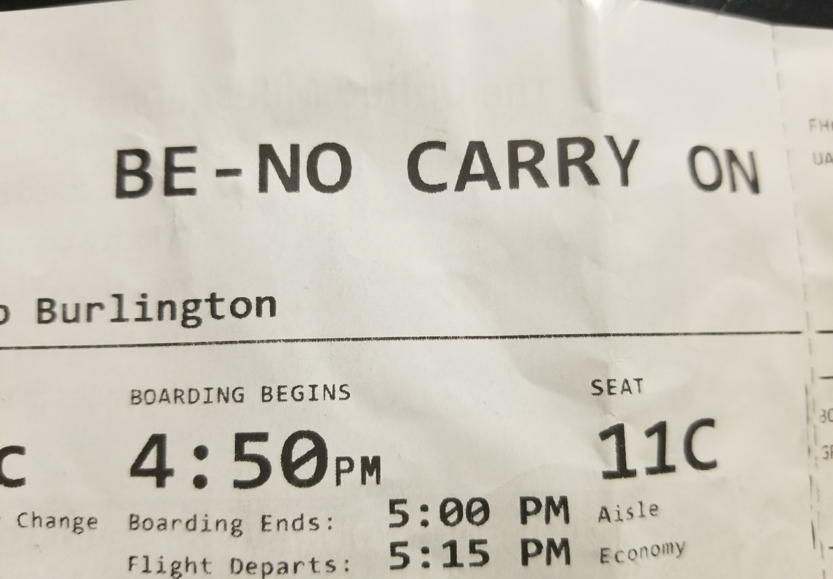 united be no carry on