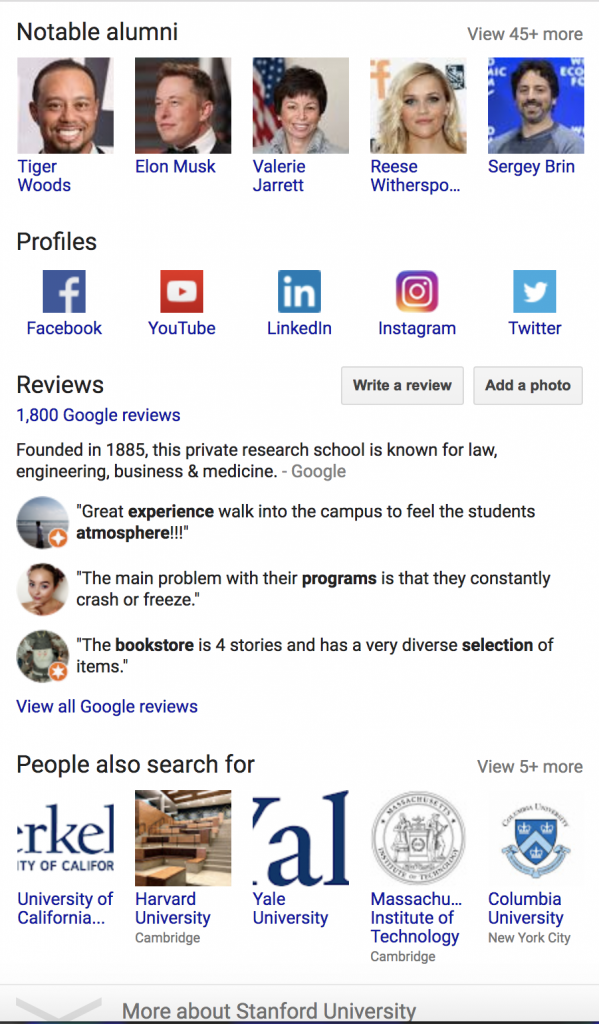 Google college search ex_Stanford