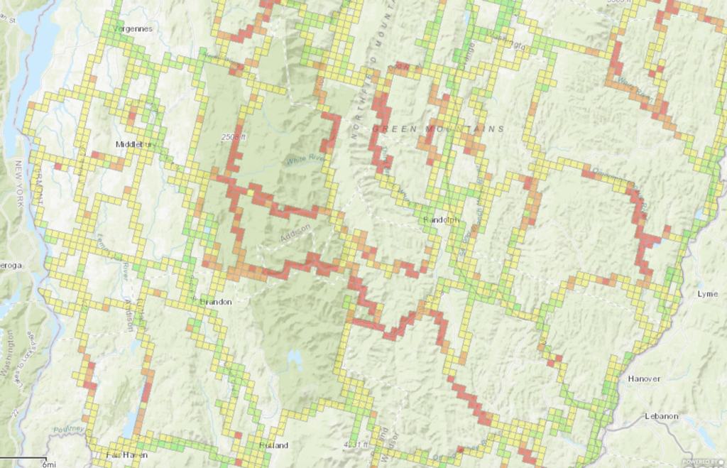 Vermont cell coverage Midd to Randolph