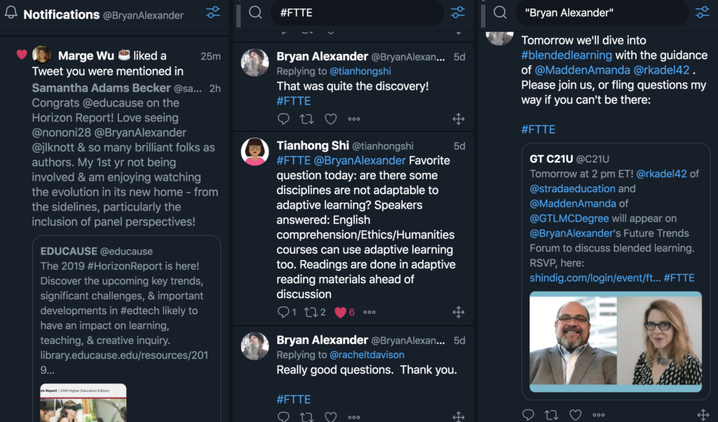Tweetdeck 3 column sample