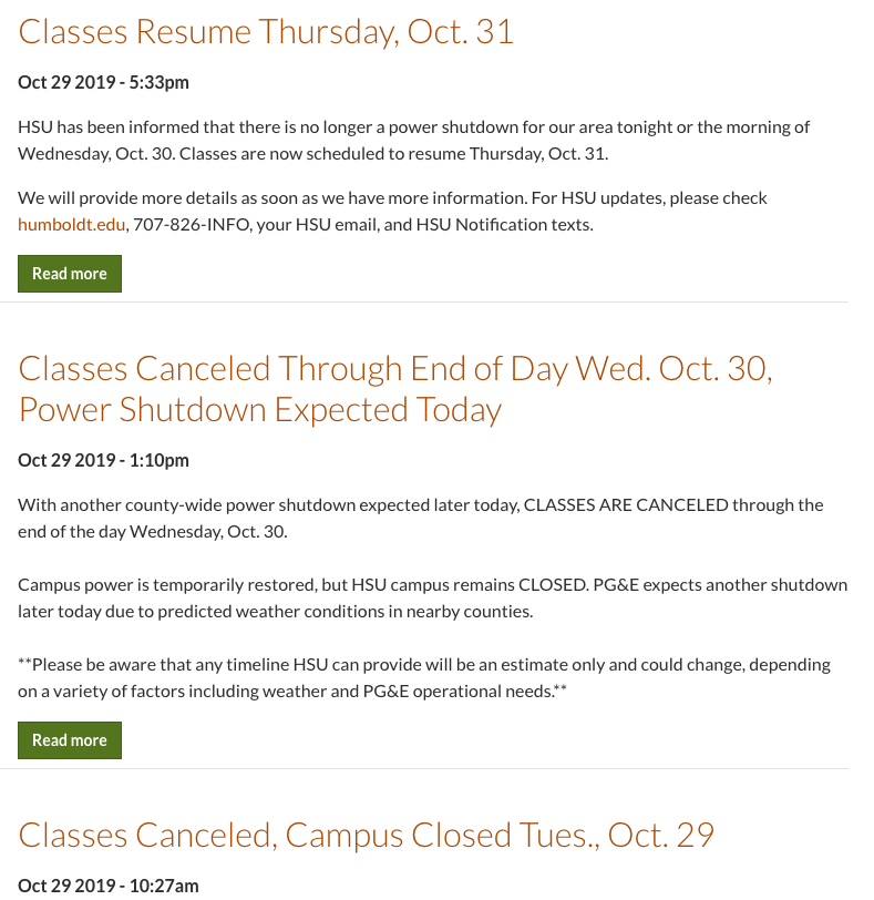 Humboldt State closure notes