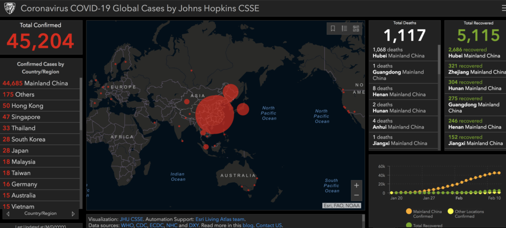 Coronavirus stats 2020 Feb 12_JHU