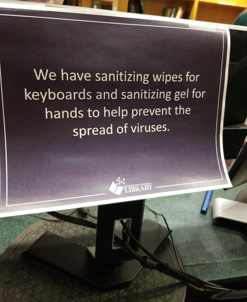 Georgetown library_wipes sign