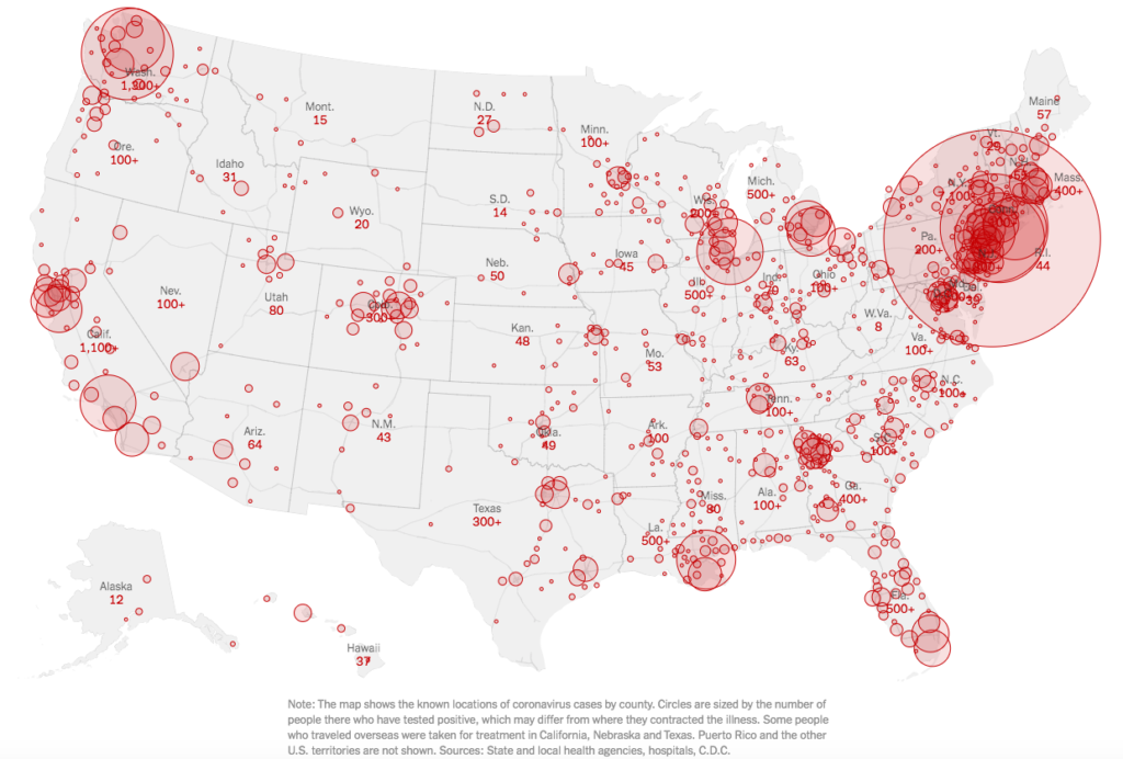 coronavirus US spread 2020 March 20 NYTimes