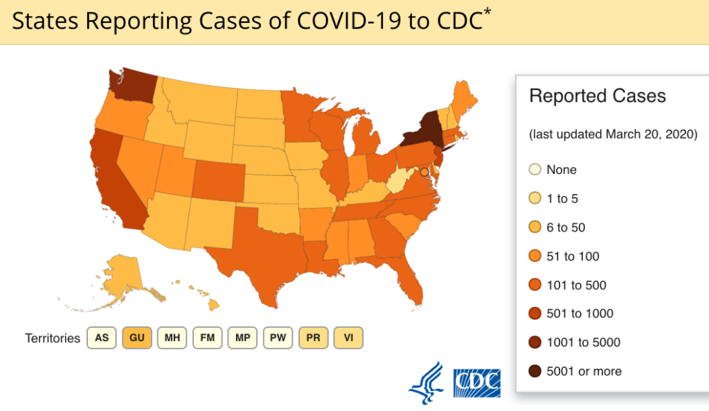 coronavirus US spread 2020 March 20 CDC