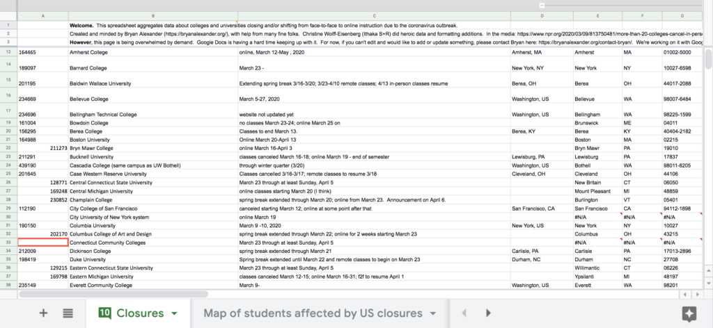 coronavirus campus closing crowded screenshot