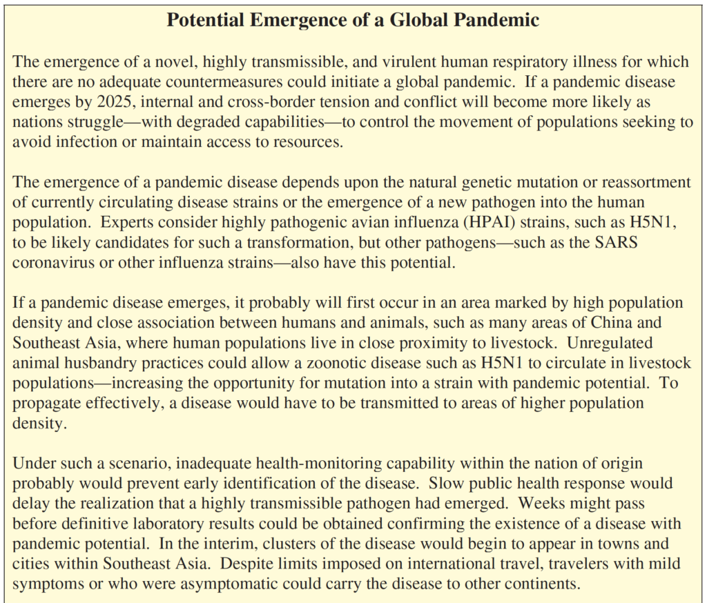 pandemic scenario_National Intelligence Council 2008