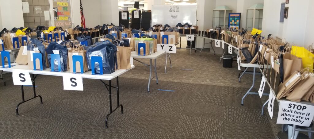 Bull Run Library book pickup_lobby with bags