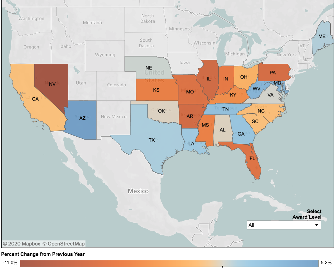 enrollment 2020 fall undergrad by state map_Clearinghouseenrollment 2020 fall undergrad by state map_Clearinghouse
