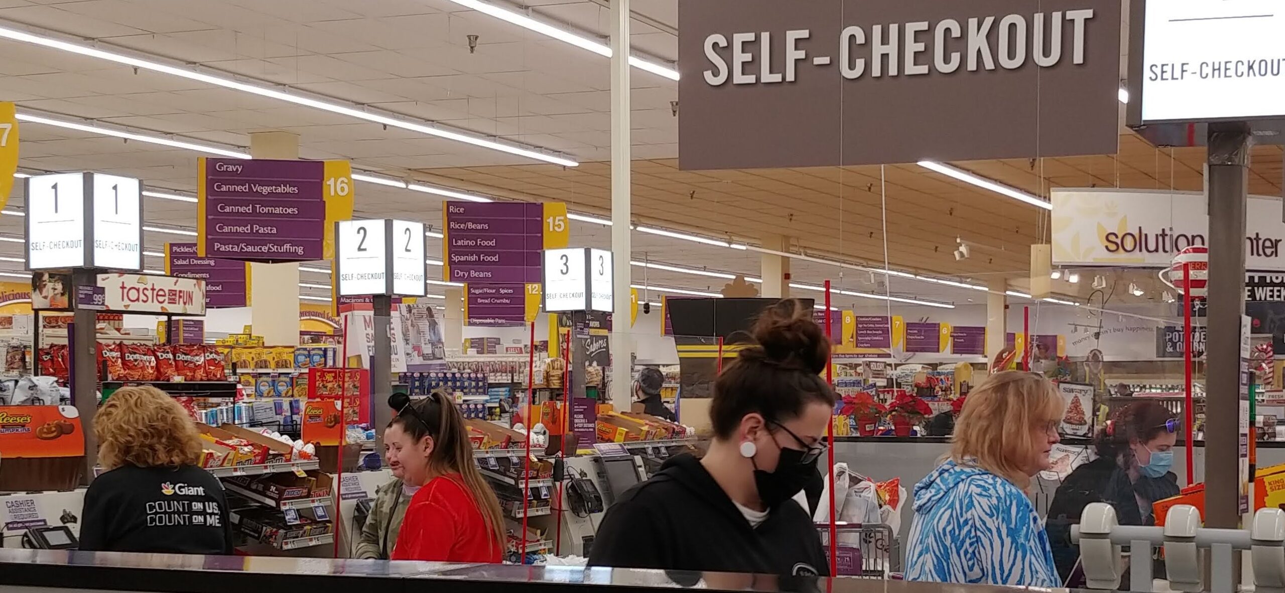 Grocery store checkout without masks
