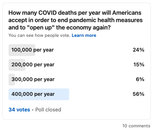 coronavirus Bryan death poll LinkedIn results 2022 March