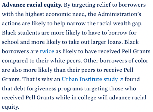 Biden loan forgiveness -racial equity_2022 August 24