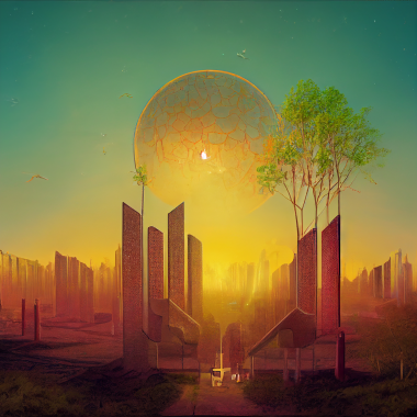 JohMag23_Solarpunk_university_lovely with tree Midjourney