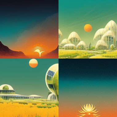 Solarpunk_university_4 pix bulb motif_JohMag23_ Midjourney