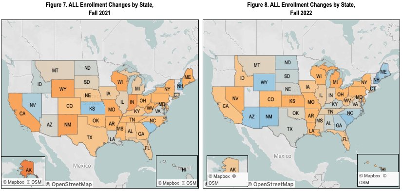 enrollment by state Clearinghouse 2022 October