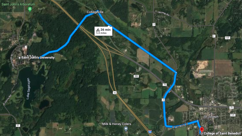 College of Saint Benedict and Saint John's University mapped