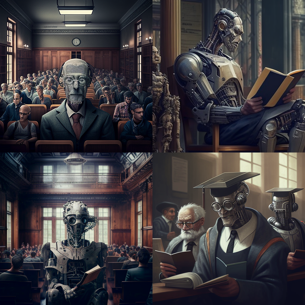 University faculty after artificial intelligence, visualized by Midjourney