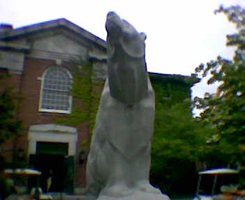 Bowdoin College bear statue.