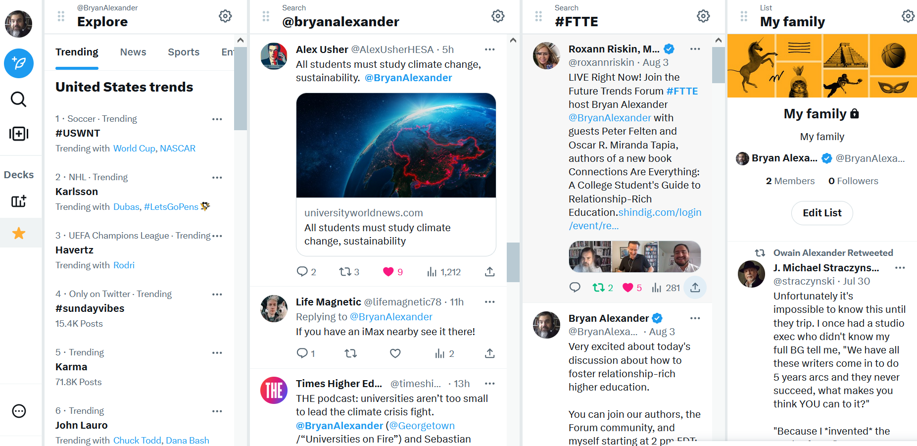 Tweetdeck sample 2023 August 6