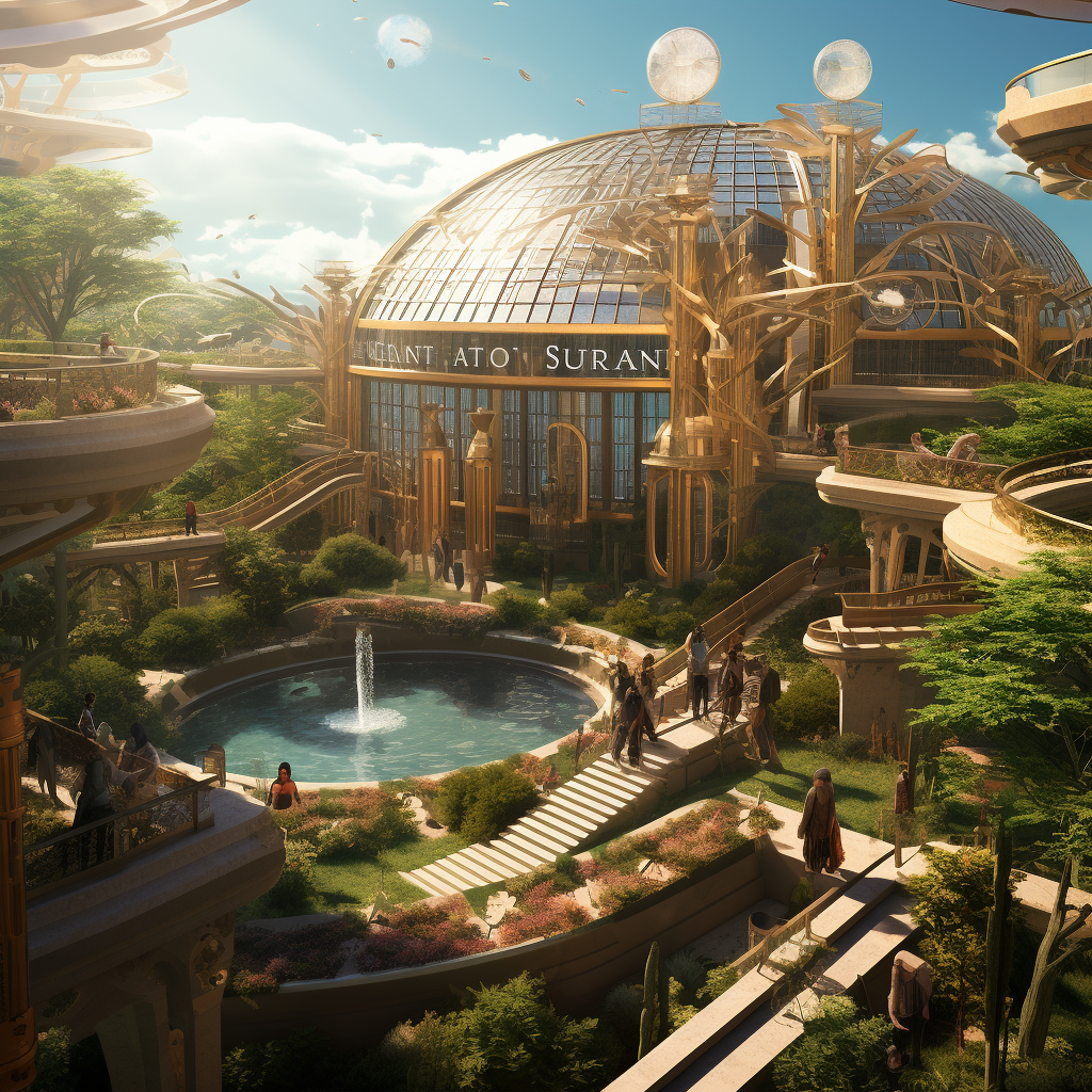 bryanalexander_A_solarpunk_university._lots of brown wood