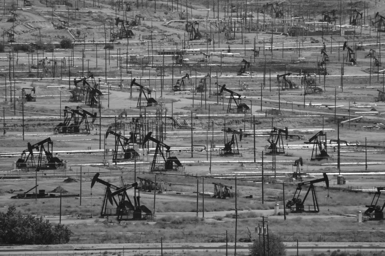 "A view of the oil fields from the bluff on Panorama in Northeast Bakersfield, CA - USA"